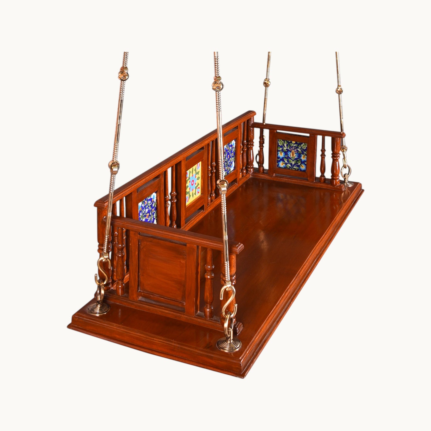 Thar Arts & Furniture - Teakwood Swing with premium finish and Handcrafted tile work