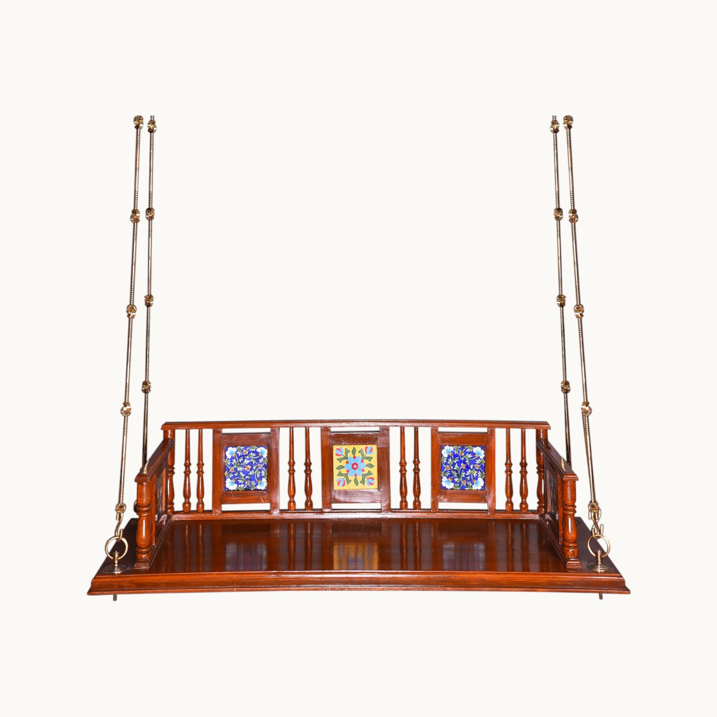 Thar Arts & Furniture - Teakwood Swing with premium finish and Handcrafted tile work