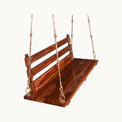 Thar Arts & Furniture – Sheesham Wood Swing with Back Rest and Honey finish
