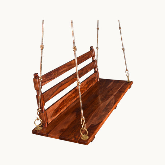 Thar Arts & Furniture – Sheesham Wood Swing with Back Rest and Honey finish