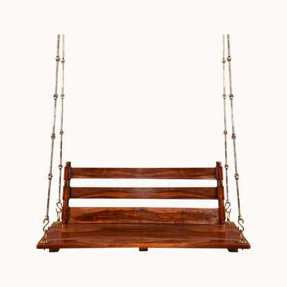 Thar Arts & Furniture – Sheesham Wood Swing with Back Rest and Honey finish