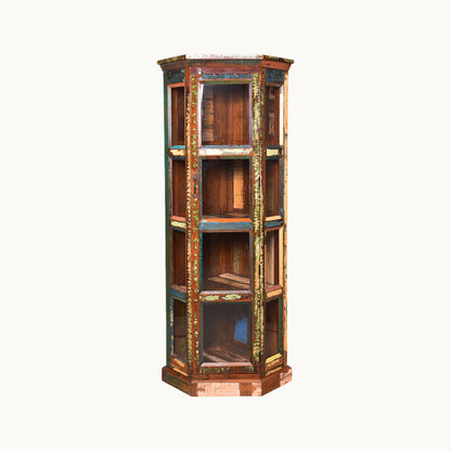 Thar Arts And Furniture - Rustic / Distress finish Glass Corner Showcase / Cabinet