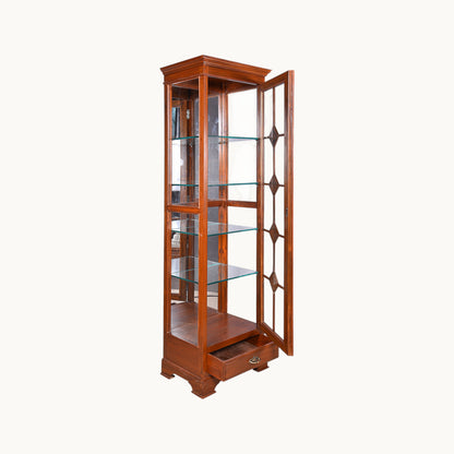 Thar Arts And Furniture - Teak wood Showcase Cabinet with Glass and Antique Finish