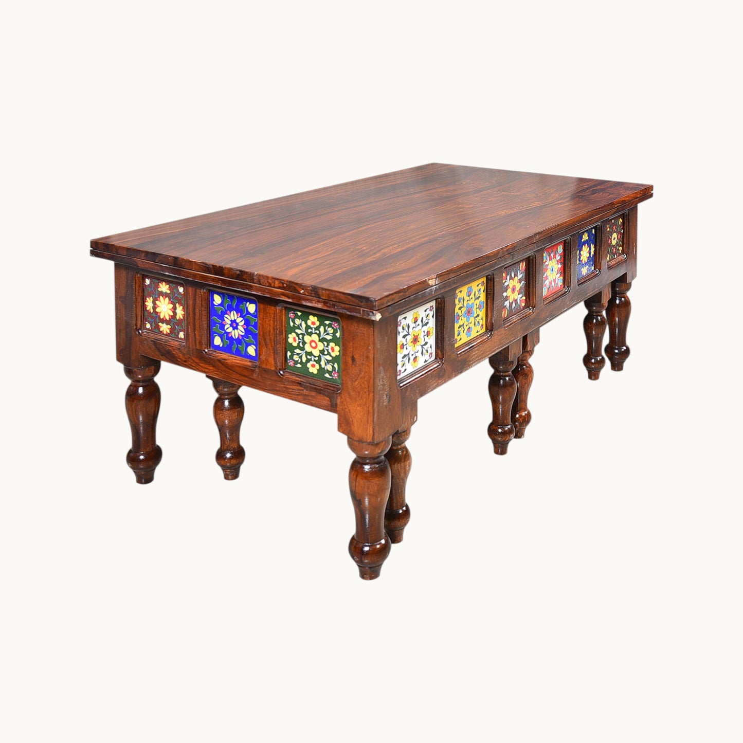 Thar Arts And Furniture - Solid Sheesham Wood  Coffee Table with Tile
