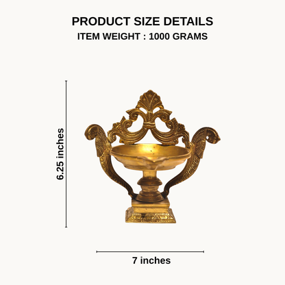 Brass Peacock Deepam – Traditional Brass Oil Lamp for Pooja & Home