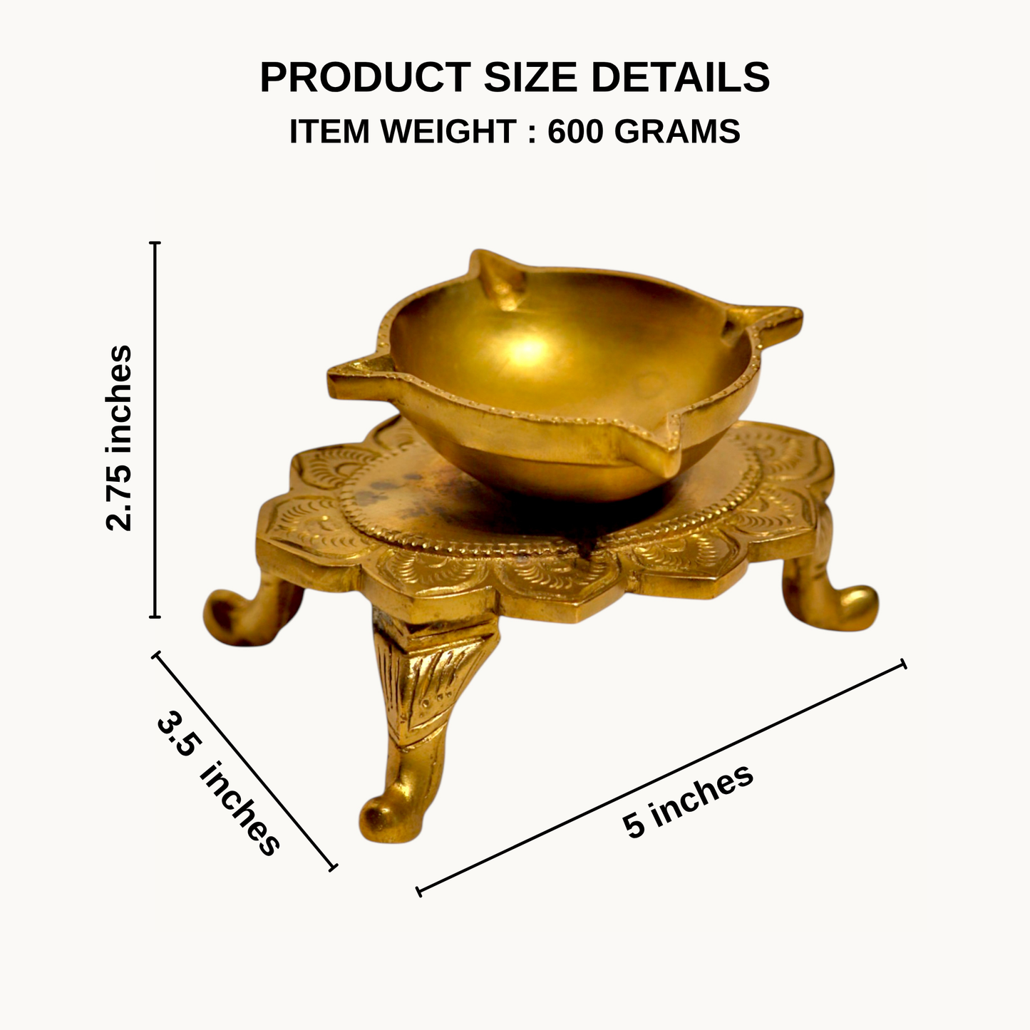 Thar Arts And Furniture - Brass Diya on Lotus Shaped Base