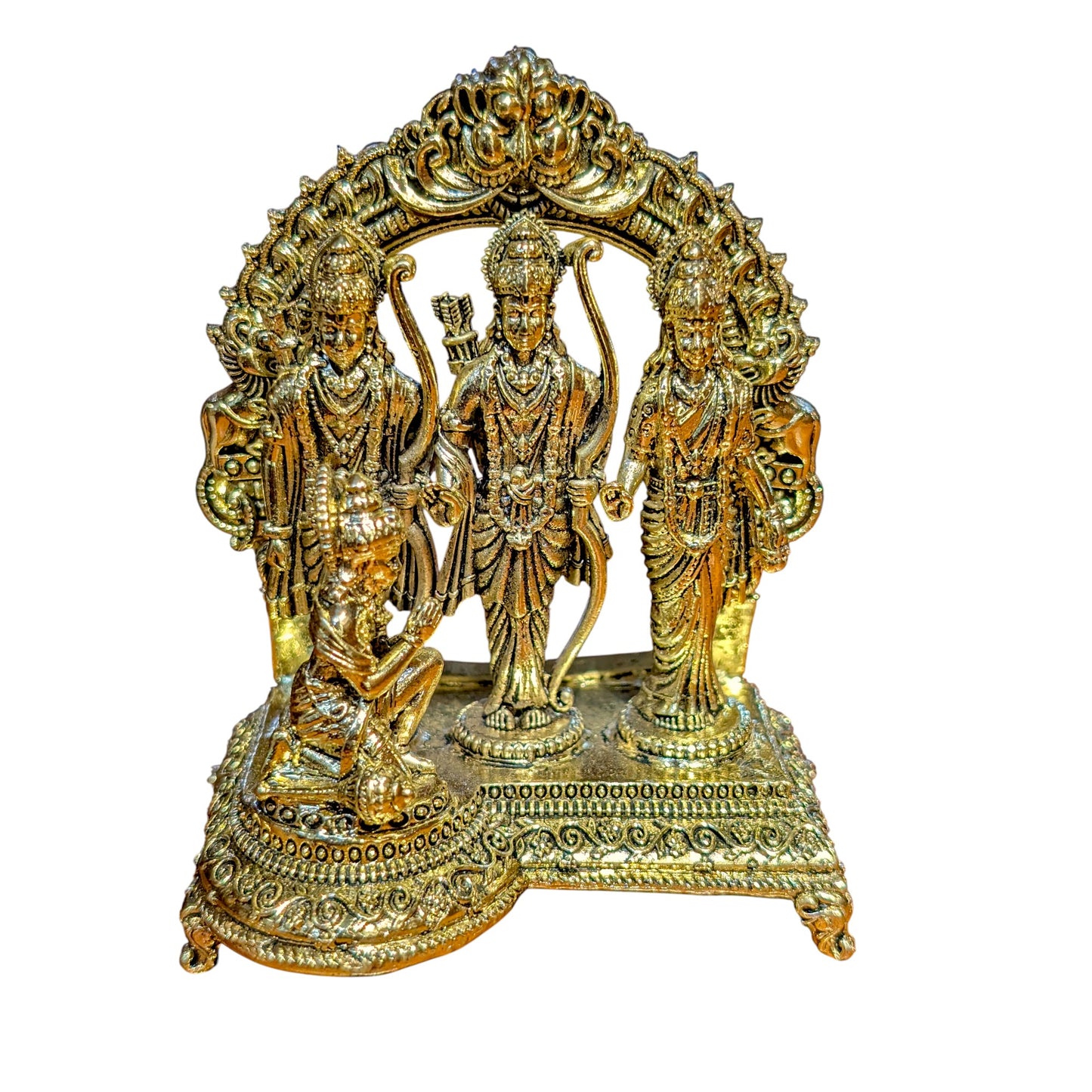 Thar Arts 100% Pure Brass Ram Darbar Statue – Handcrafted Ram, Sita, Lakshman & Hanuman Idol