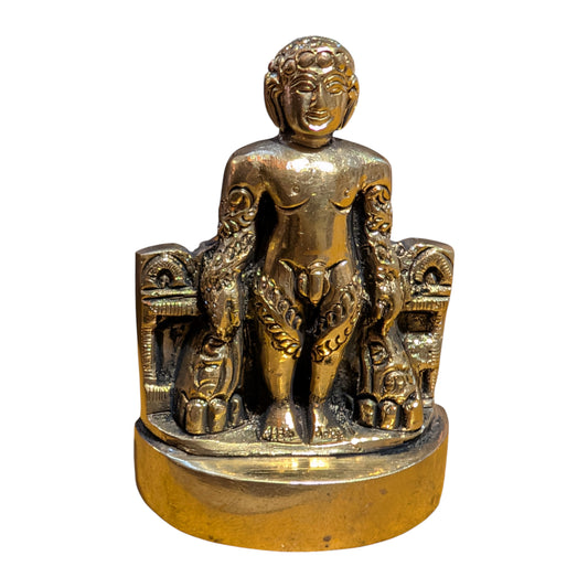Thar Arts 100% Pure Brass Lord Mahaveer Idol – Handcrafted Jain God Statue for Home Temple