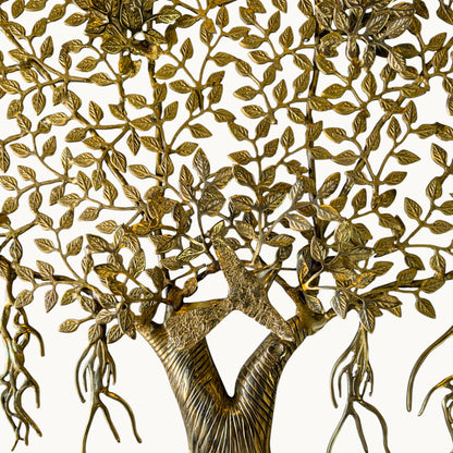 Thar Arts and Furniture - Brass Tree of Life Wall Hanging | Handmade Solid Brass Vastu Tree with Roots & Flowers for Home Decor