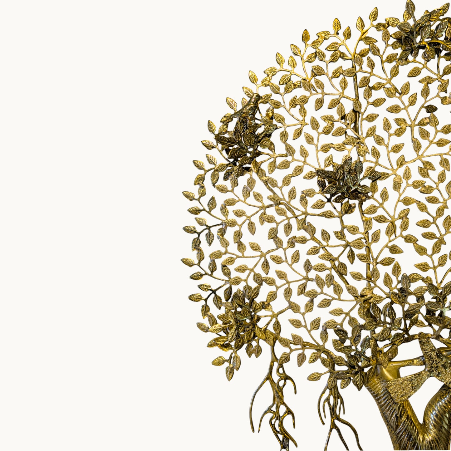 Thar Arts and Furniture - Brass Tree of Life Wall Hanging | Handmade Solid Brass Vastu Tree with Roots & Flowers for Home Decor