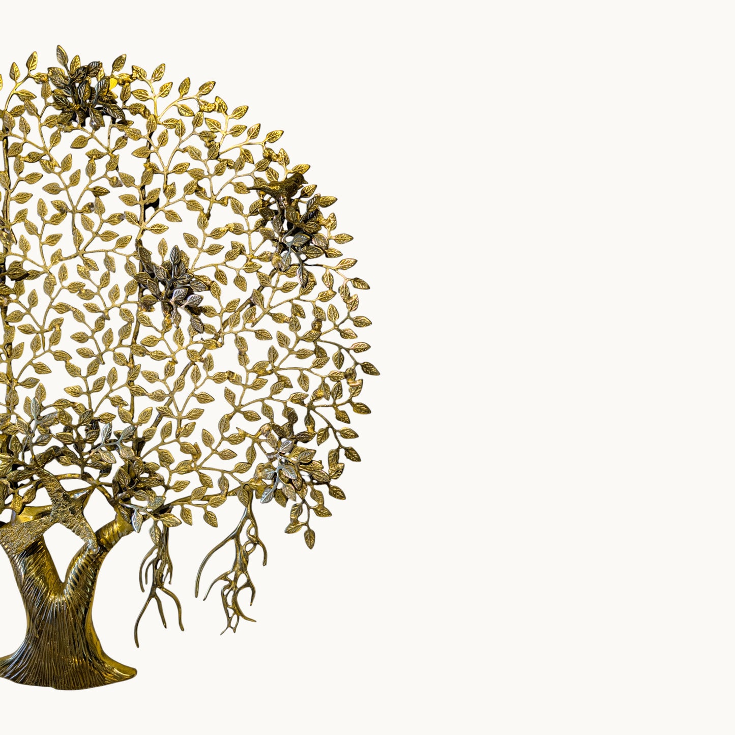 Thar Arts and Furniture - Brass Tree of Life Wall Hanging | Handmade Solid Brass Vastu Tree with Roots & Flowers for Home Decor