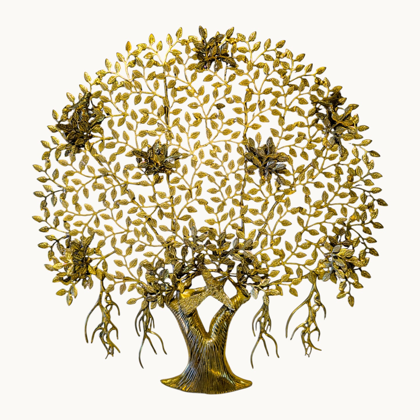Thar Arts and Furniture - Brass Tree of Life Wall Hanging | Handmade Solid Brass Vastu Tree with Roots & Flowers for Home Decor