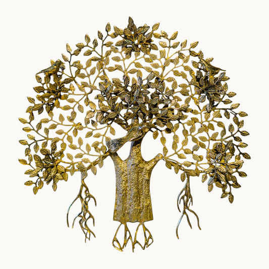 Thar Arts and Furniture - Brass Tree of Life Wall Hanging with Birds & Roots | Premium Handmade Solid Brass Wall Art Decor