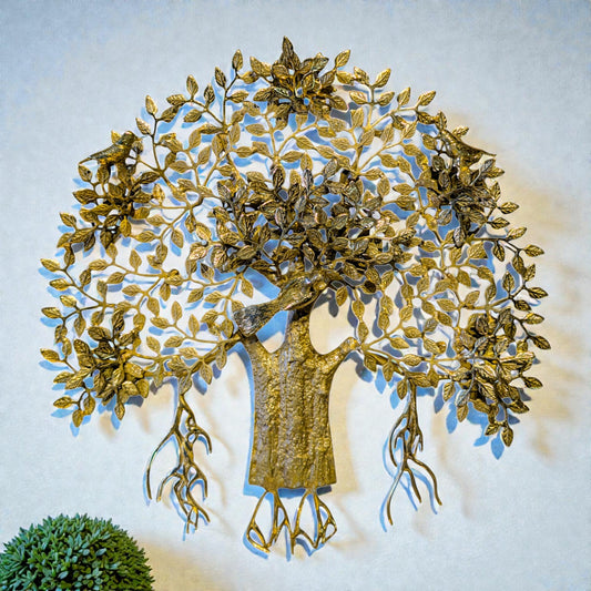 Brass Tree of Life Wall Hanging With Birds & Roots – Premium Handmade Decor | Thar Arts & Furniture