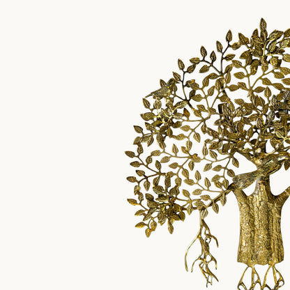 Thar Arts and Furniture - Brass Tree of Life Wall Hanging with Birds & Roots | Premium Handmade Solid Brass Wall Art Decor