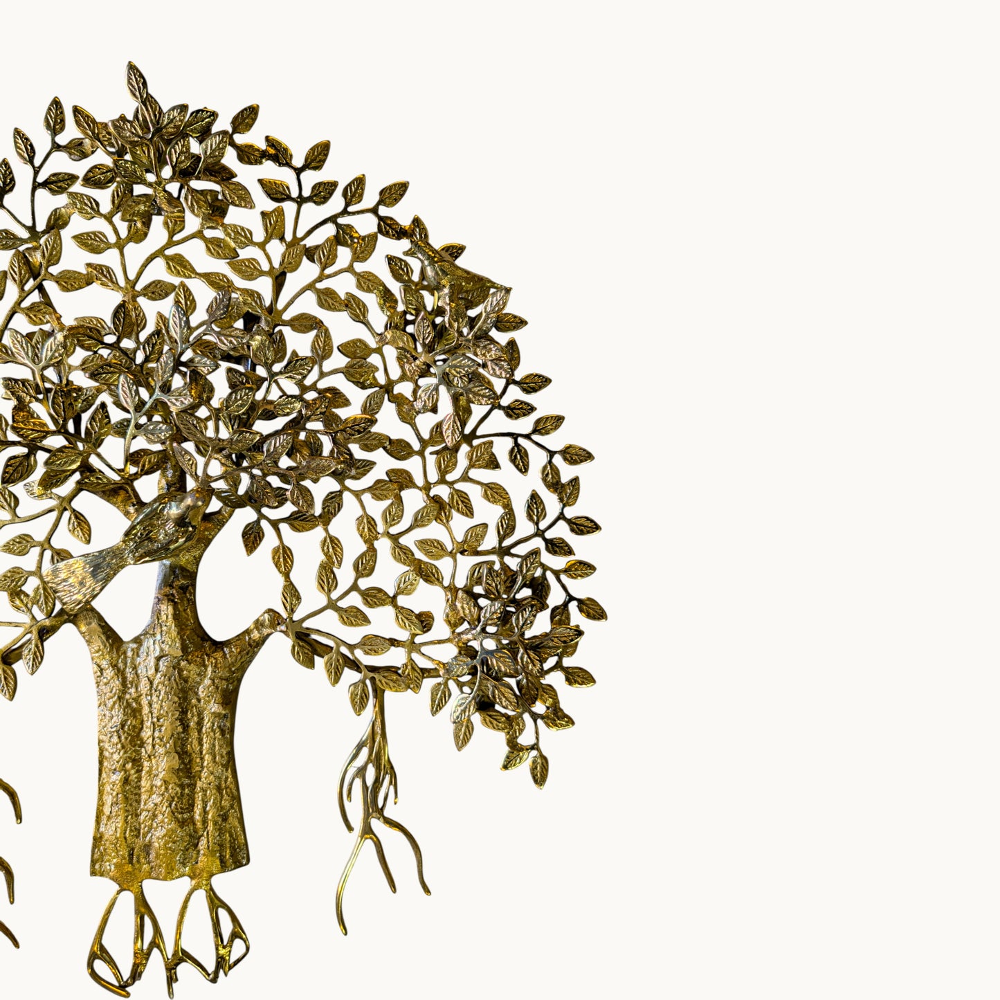 Thar Arts and Furniture - Brass Tree of Life Wall Hanging with Birds & Roots | Premium Handmade Solid Brass Wall Art Decor