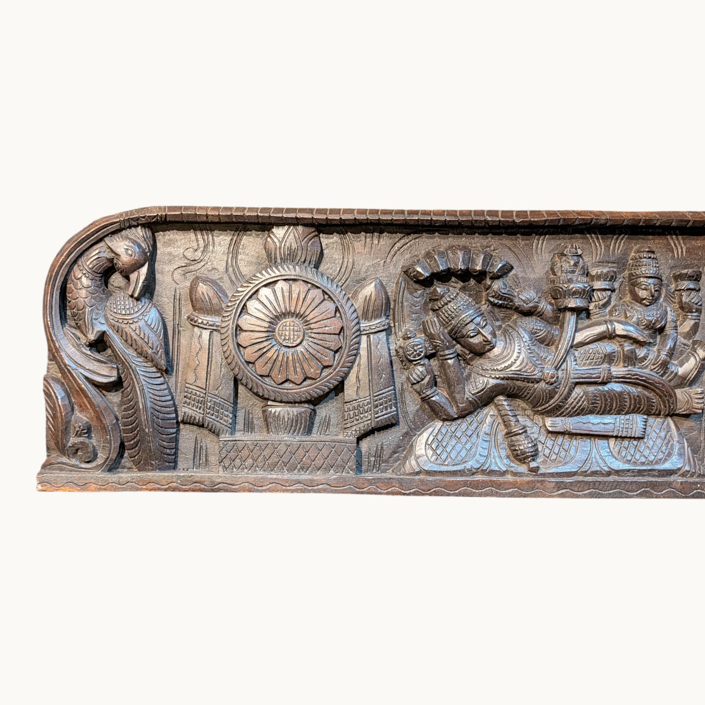 Thar Arts And Furniture - Vishnu Wooden Panel with Shank & Chakra