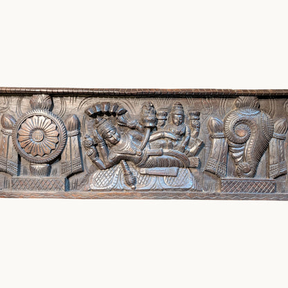 Thar Arts And Furniture - Vishnu Wooden Panel with Shank & Chakra