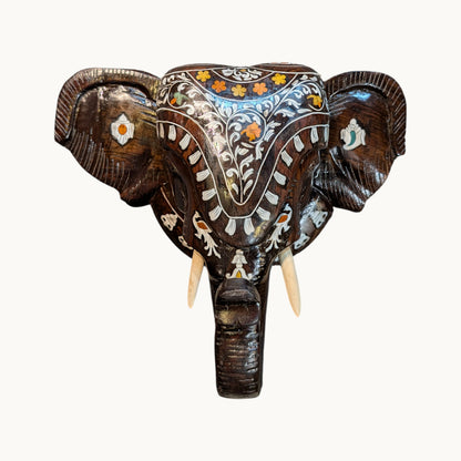 Thar Arts and Furniture - Rosewood Hand painted Mysuru Elephant Design Wall Décor