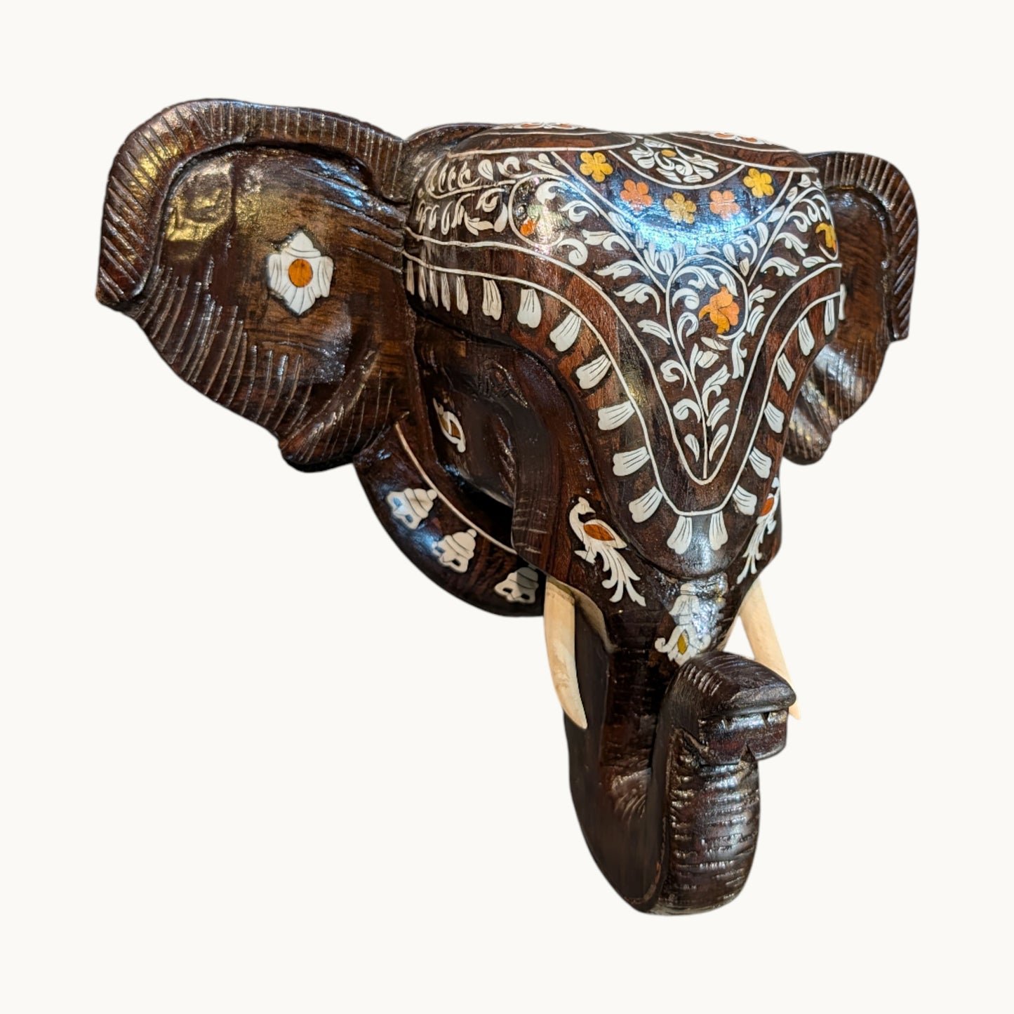 Thar Arts and Furniture - Rosewood Hand painted Mysuru Elephant Design Wall Décor