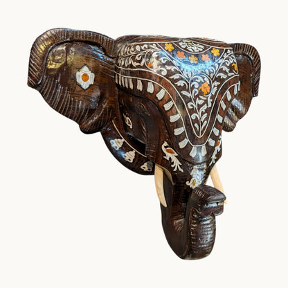 Thar Arts and Furniture - Rosewood Hand painted Mysuru Elephant Design Wall Décor