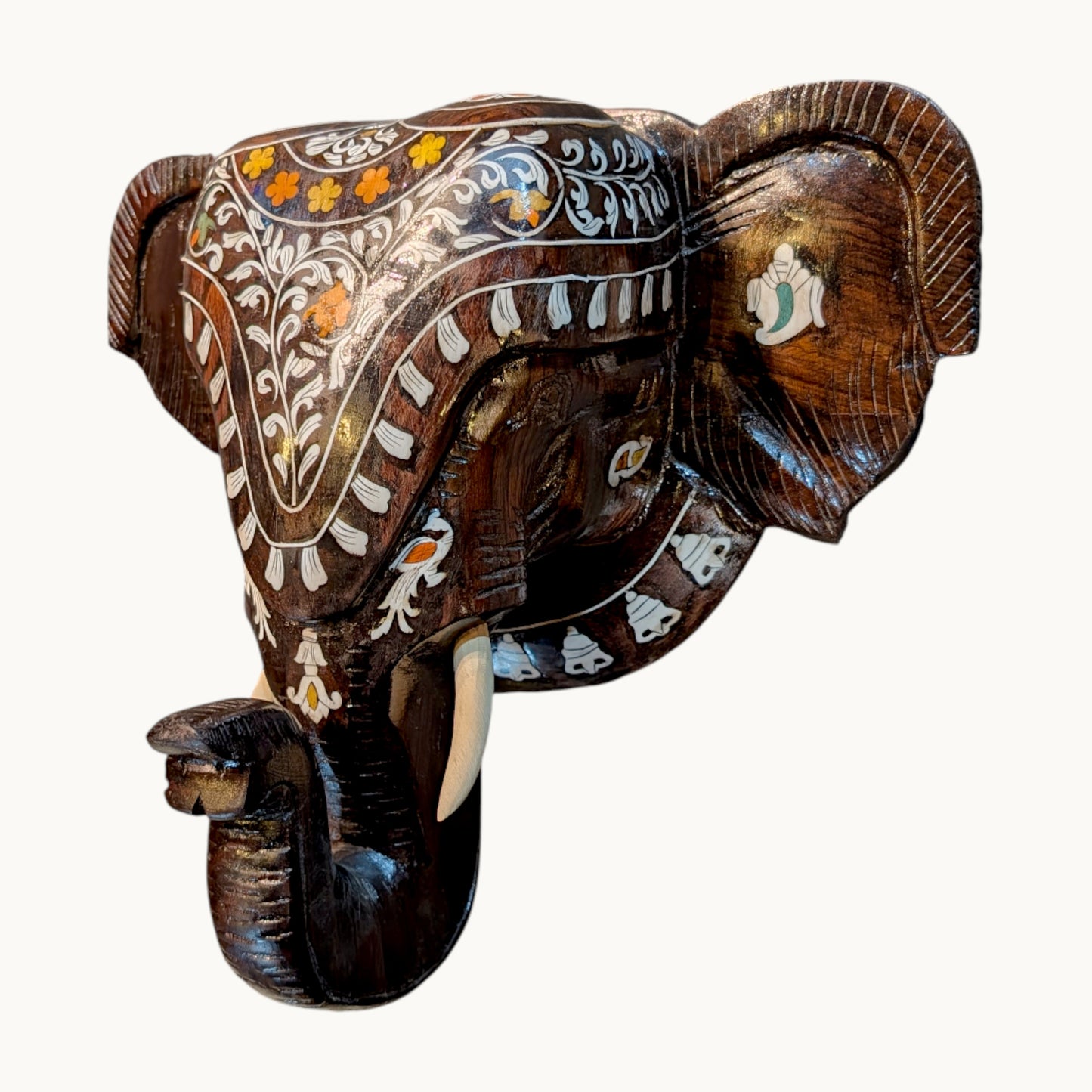 Thar Arts and Furniture - Rosewood Hand painted Mysuru Elephant Design Wall Décor
