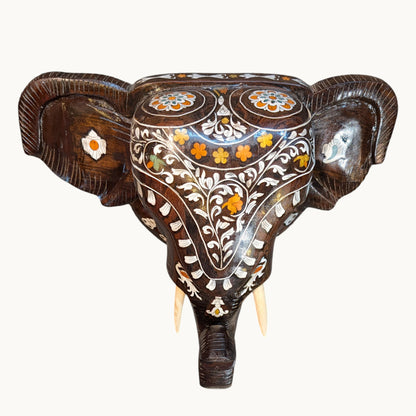 Thar Arts and Furniture - Rosewood Hand painted Mysuru Elephant Design Wall Décor