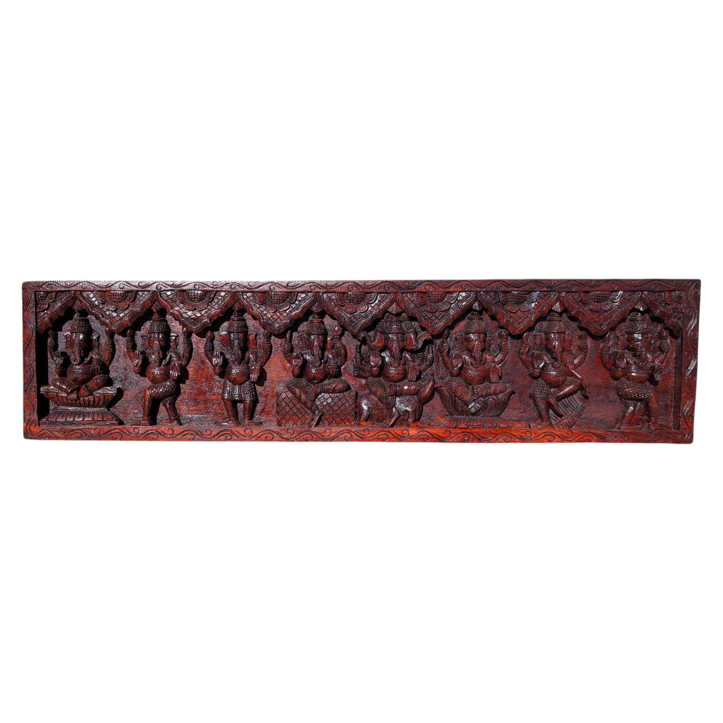 Wooden Ganesha Panel - Hand-Carved Astha Ganesh Wall Hanging | Thar Arts & Furniture