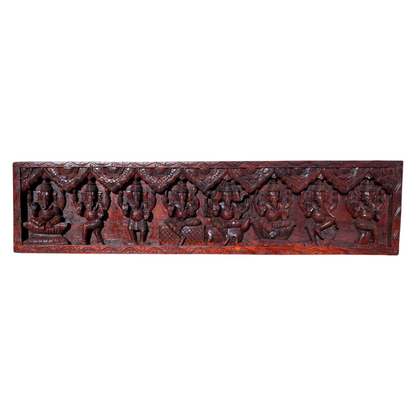 Wooden Ganesha Panel - Hand-Carved Astha Ganesh Wall Hanging | Thar Arts & Furniture
