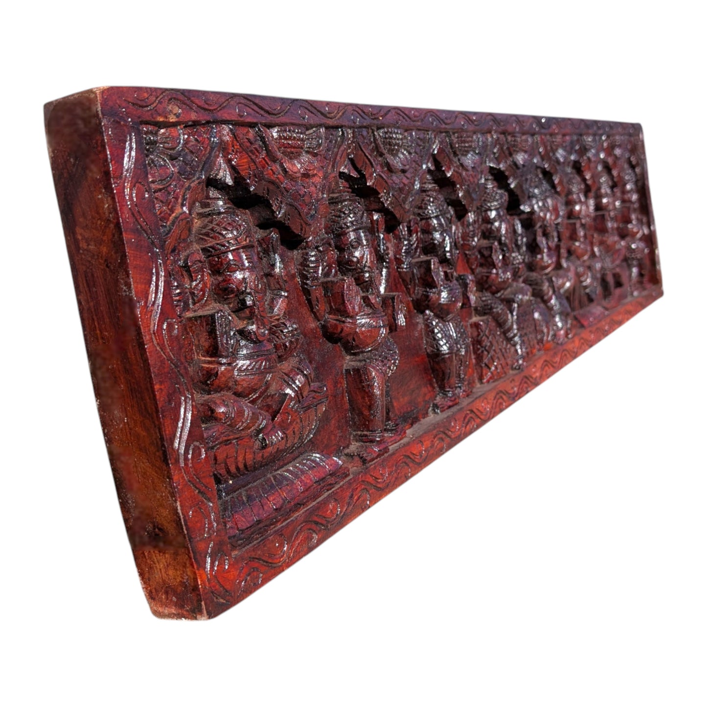 Wooden Ganesha Panel - Hand-Carved Astha Ganesh Wall Hanging | Thar Arts & Furniture