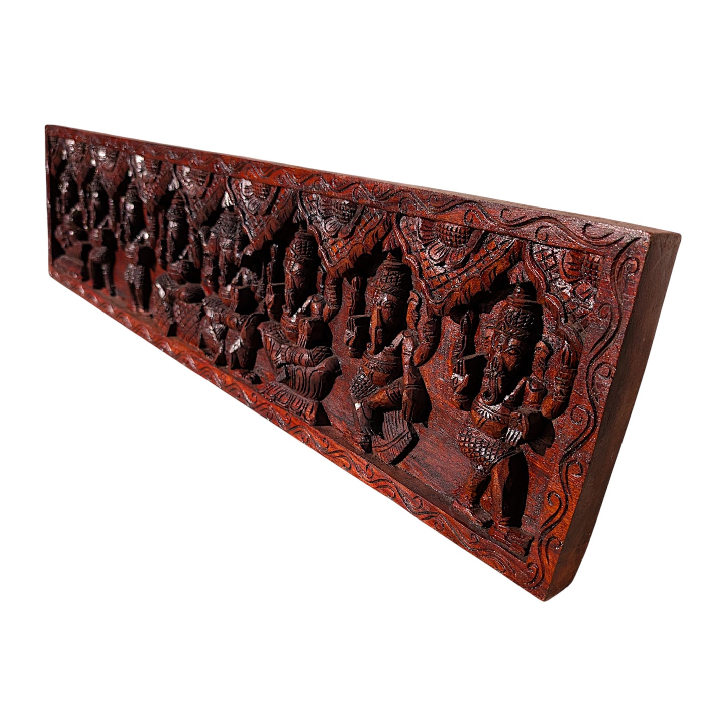 Wooden Ganesha Panel - Hand-Carved Astha Ganesh Wall Hanging | Thar Arts & Furniture