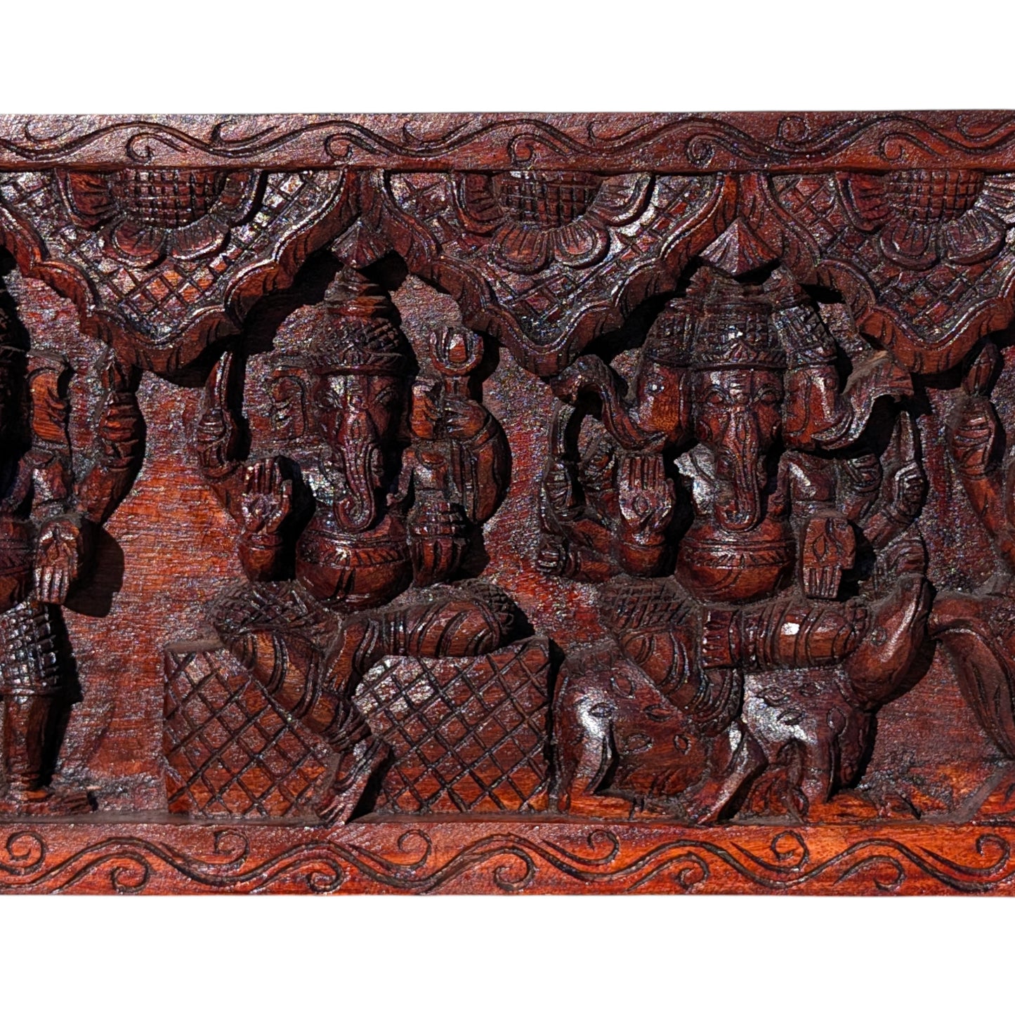 Wooden Ganesha Panel - Hand-Carved Astha Ganesh Wall Hanging | Thar Arts & Furniture