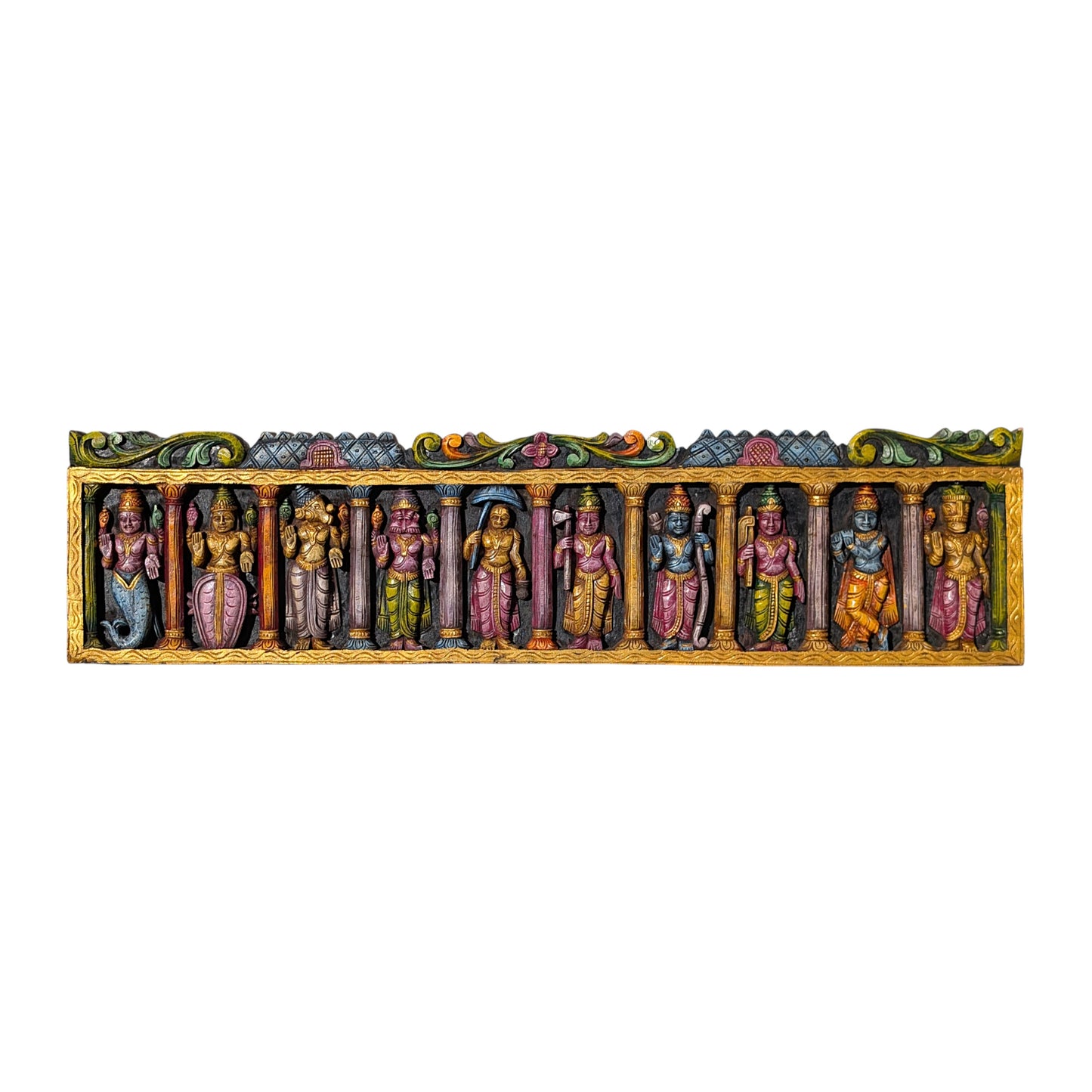 Dasavatharam Wooden Panel – Vagai Wood Wall Hanging | Thar Arts & Furniture