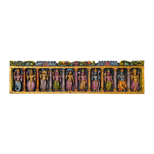 Dasavatharam Wooden Panel – Vagai Wood Wall Hanging | Thar Arts & Furniture