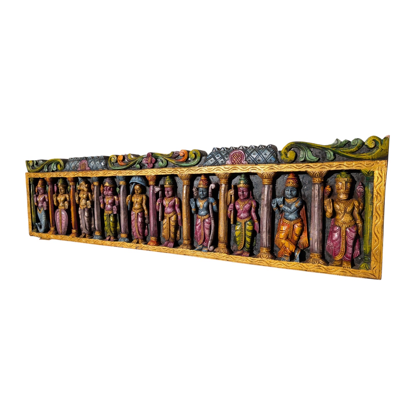 Dasavatharam Wooden Panel – Vagai Wood Wall Hanging | Thar Arts & Furniture