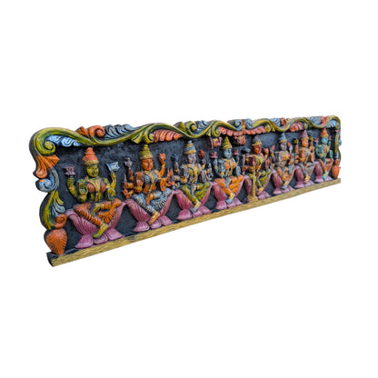 Painted Asthalakshmi Wooden Panel - Hand-Crafted Multicolour Wall Decor | Thar Arts & Furniture