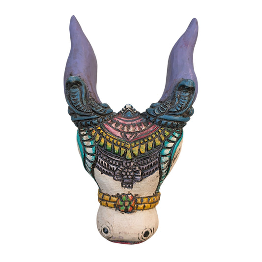 Neel Nandi Mukha Mask – Handcrafted Tribal Guardian Wall Art | Thar Arts & Furniture