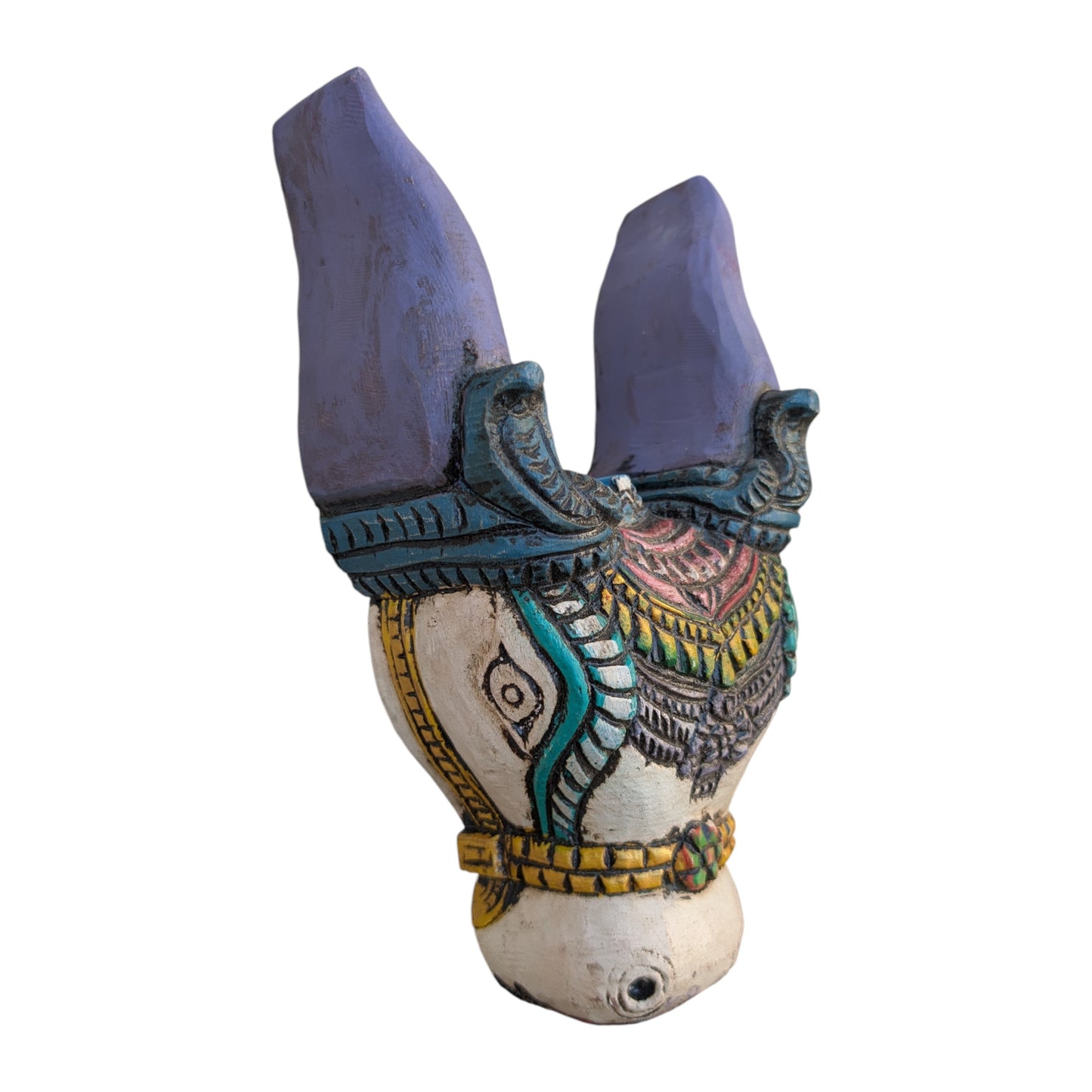 Neel Nandi Mukha Mask – Handcrafted Tribal Guardian Wall Art | Thar Arts & Furniture