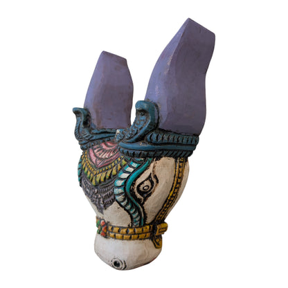 Neel Nandi Mukha Mask – Handcrafted Tribal Guardian Wall Art | Thar Arts & Furniture