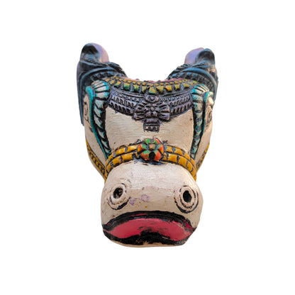 Neel Nandi Mukha Mask – Handcrafted Tribal Guardian Wall Art | Thar Arts & Furniture