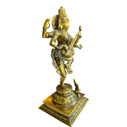 Brass Dancing Saraswati Idol – Spiritual Brass Statue for Home & Pooja