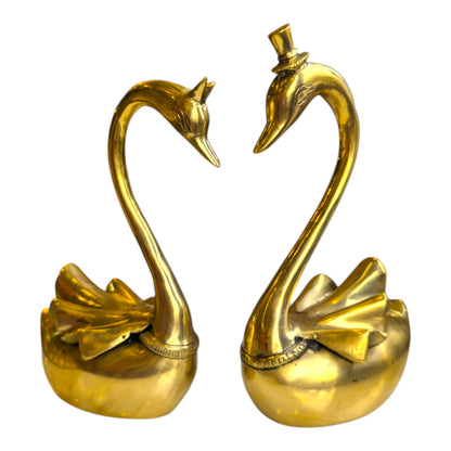 Brass Swan Pair – Decorative Brass Showpiece for Home Decor