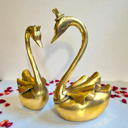Brass Swan Pair – Decorative Brass Showpiece for Home Decor | Thar Arts & Furniture