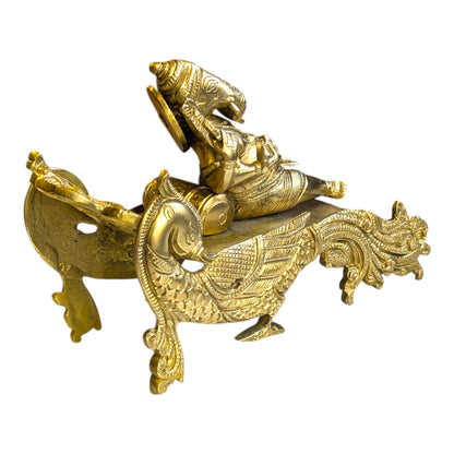 Brass Reclining Ganesha Statue – Artistic Ganesh Idol for Home Decor
