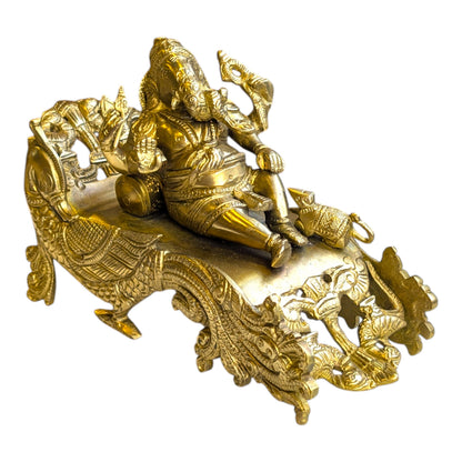 Brass Reclining Ganesha Statue – Artistic Ganesh Idol for Home Decor