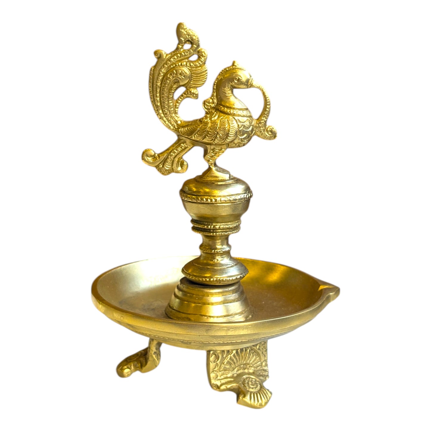 Brass Anna Bird Deepam – Peacock Oil Lamp for Pooja & Home