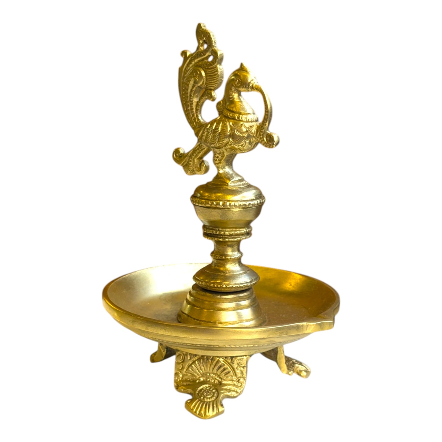Brass Anna Bird Deepam – Peacock Oil Lamp for Pooja & Home