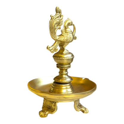 Brass Anna Bird Deepam – Peacock Oil Lamp for Pooja & Home