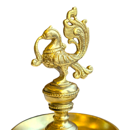 Brass Anna Bird Deepam – Peacock Oil Lamp for Pooja & Home