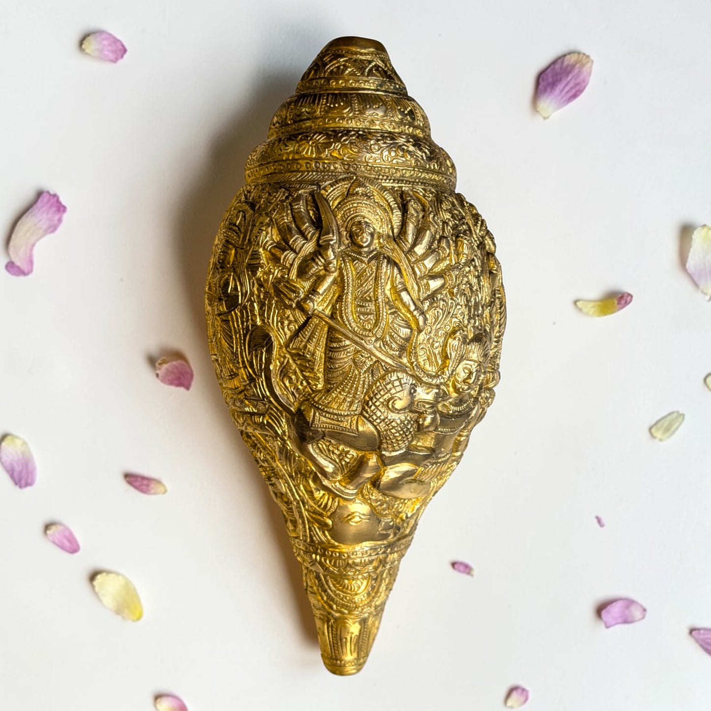 Brass Durga Shankh – Spiritual Conch Decor for Pooja & Home